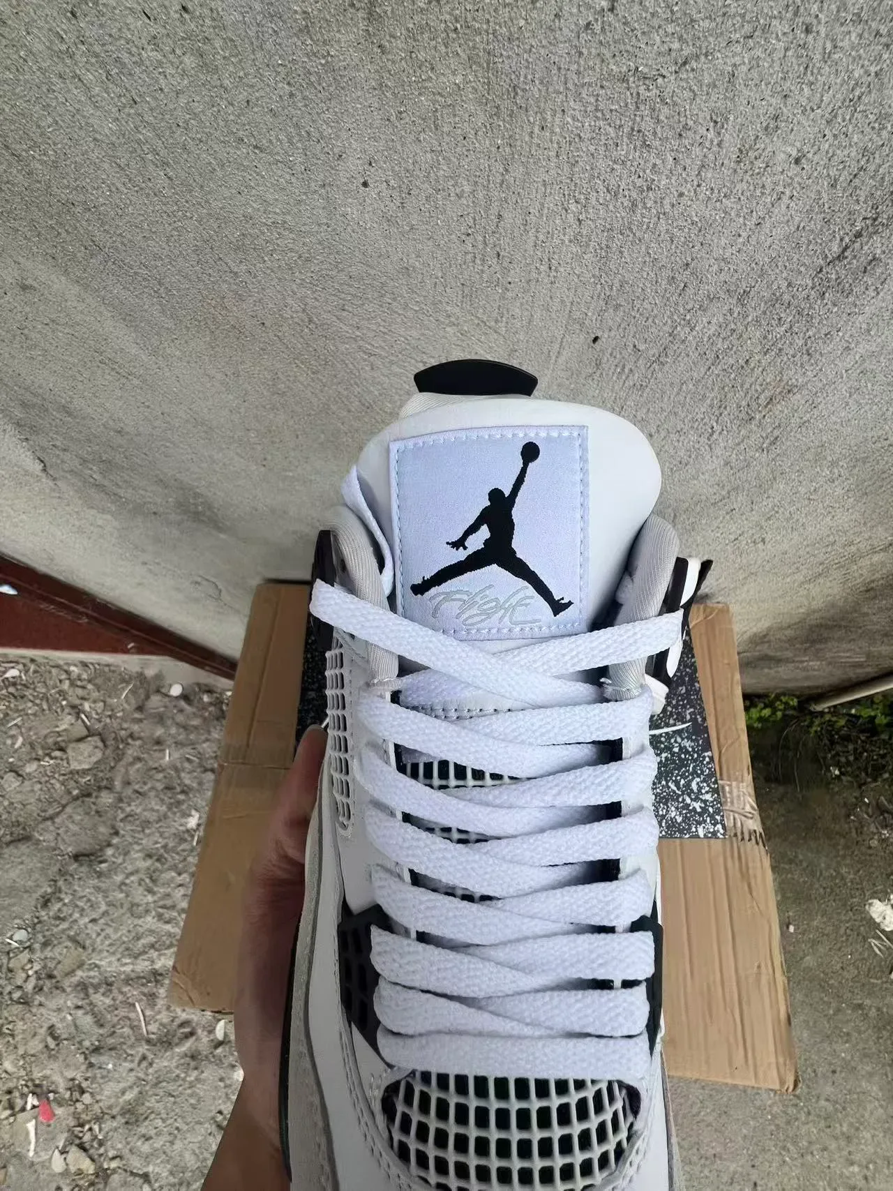 Air Jordan 4 Branco Preto Bege Tênis de Basquete 4
