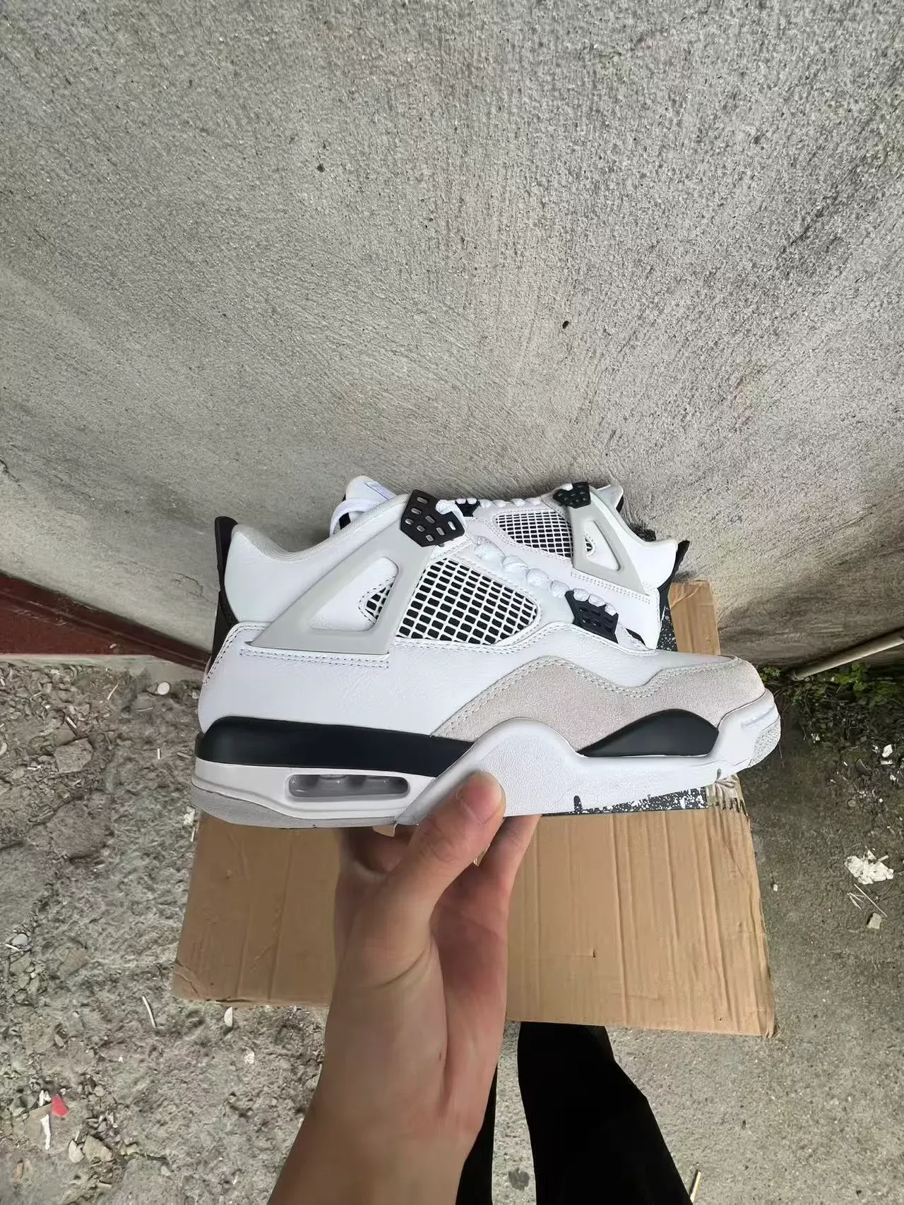 Air Jordan 4 Branco Preto Bege Tênis de Basquete 7