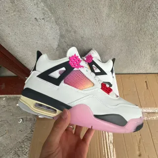 Air Jordan 4 White Black Pink Gradient Basketball Shoes