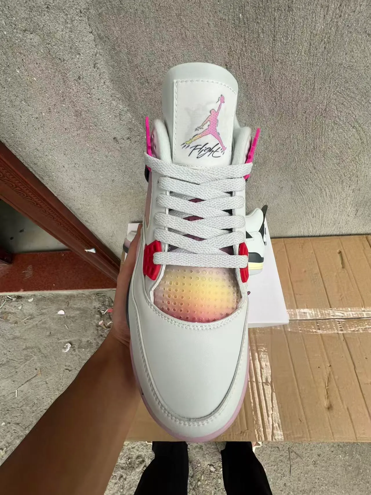 Air Jordan 4 White Black Pink Gradient Basketball Shoes 3