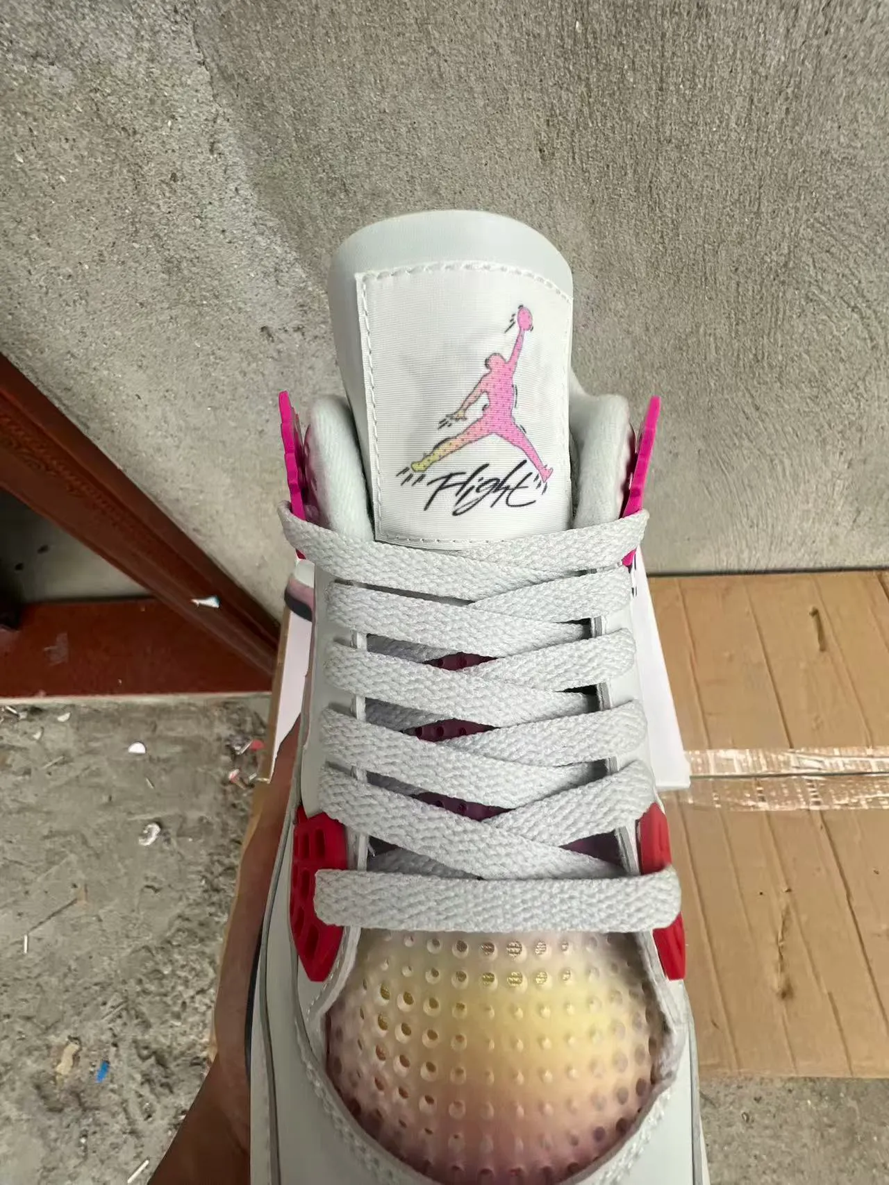Air Jordan 4 White Black Pink Gradient Basketball Shoes 4