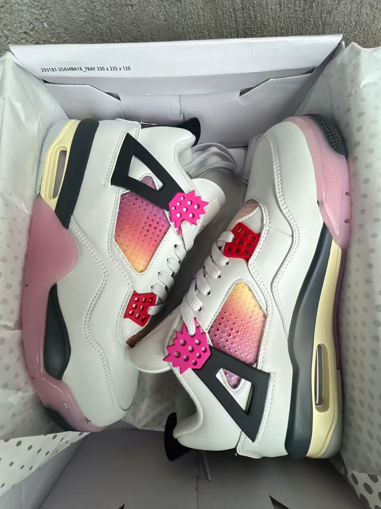 Air Jordan 4 White Black Pink Gradient Basketball Shoes 9