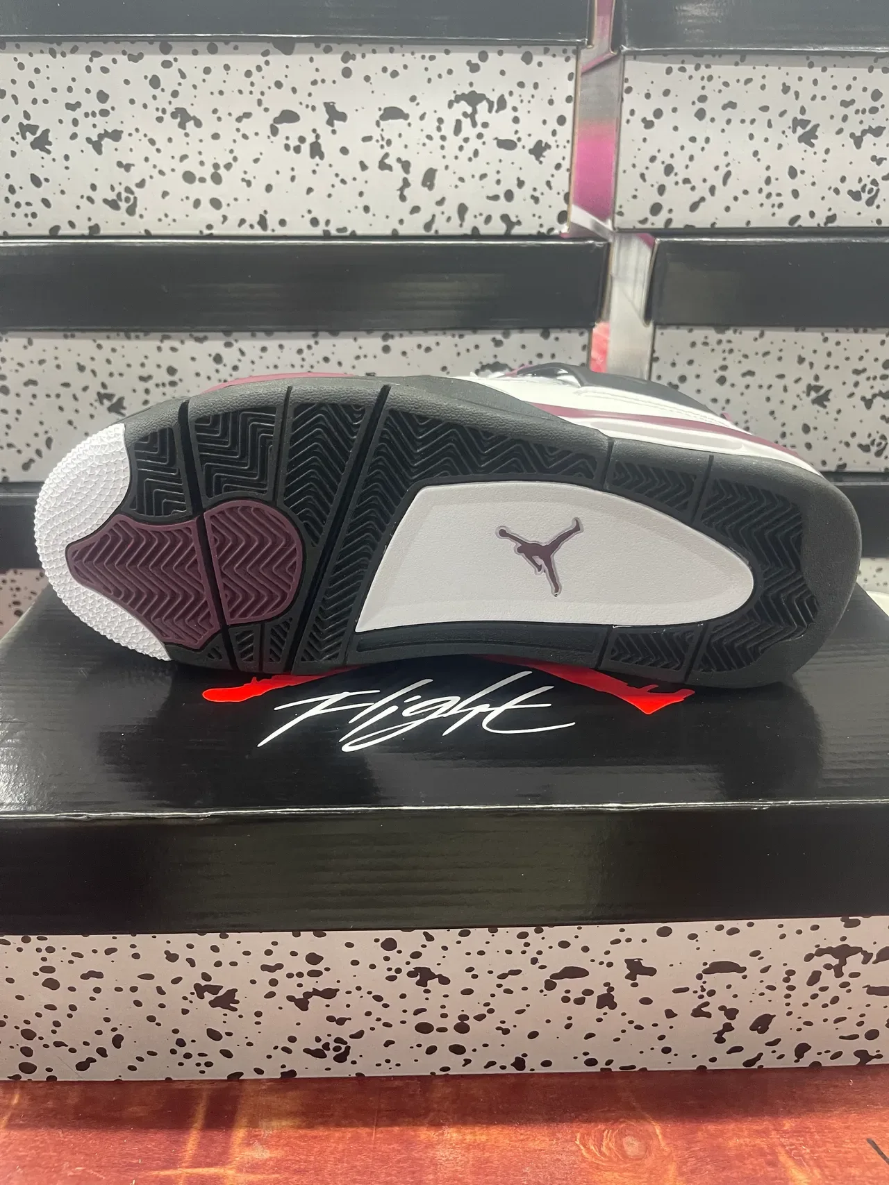 Air Jordan 4 أحذية كرة السلة أبيض بورجوندي أسود 2