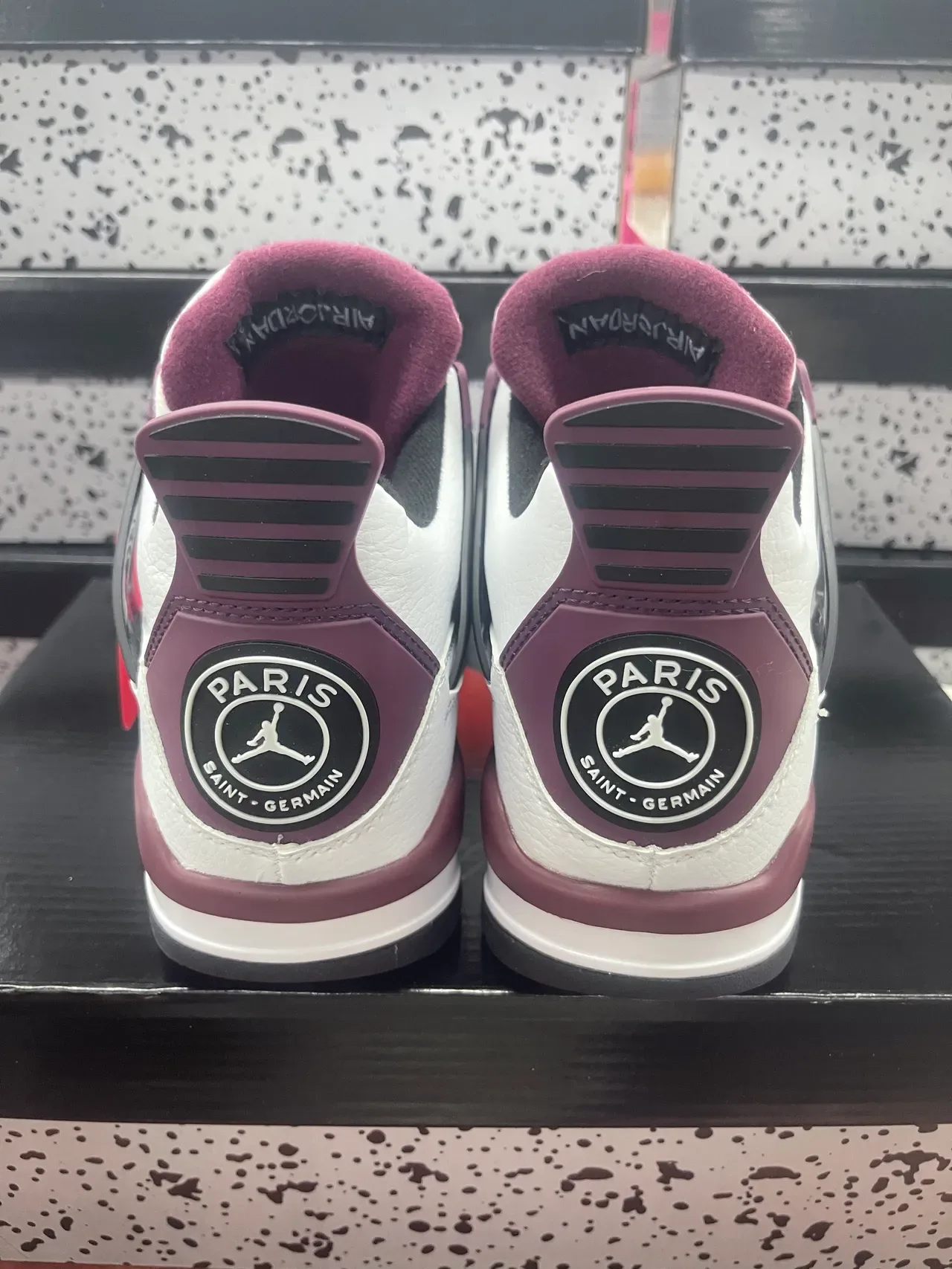 Air Jordan 4 أحذية كرة السلة أبيض بورجوندي أسود 3