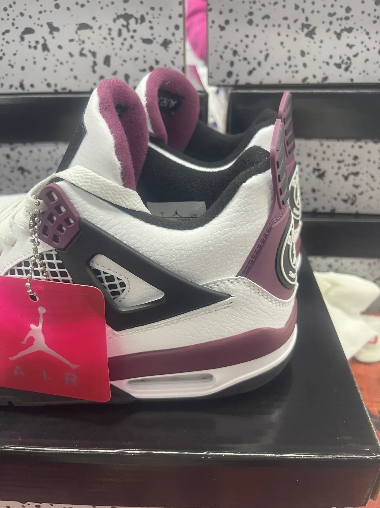 Air Jordan 4 أحذية كرة السلة أبيض بورجوندي أسود 7
