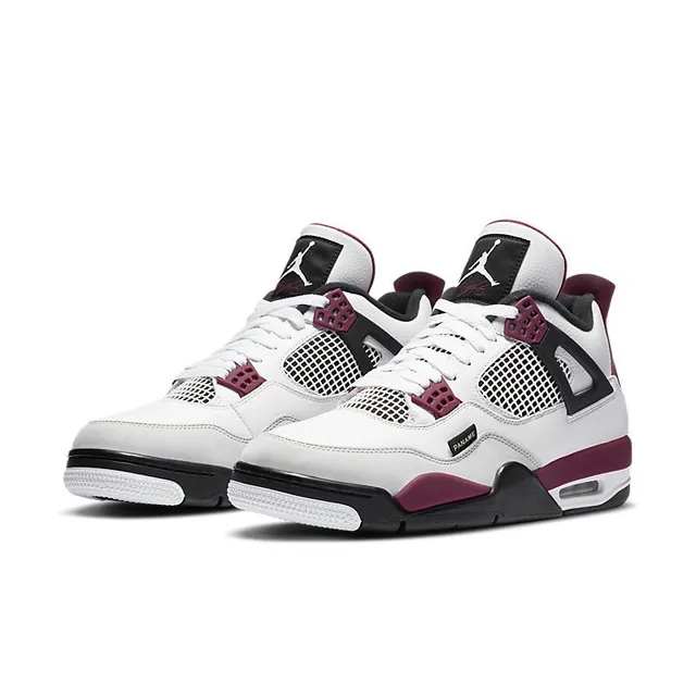 Air Jordan 4 Zapatos de Baloncesto Blancos Borgoña Negros 3