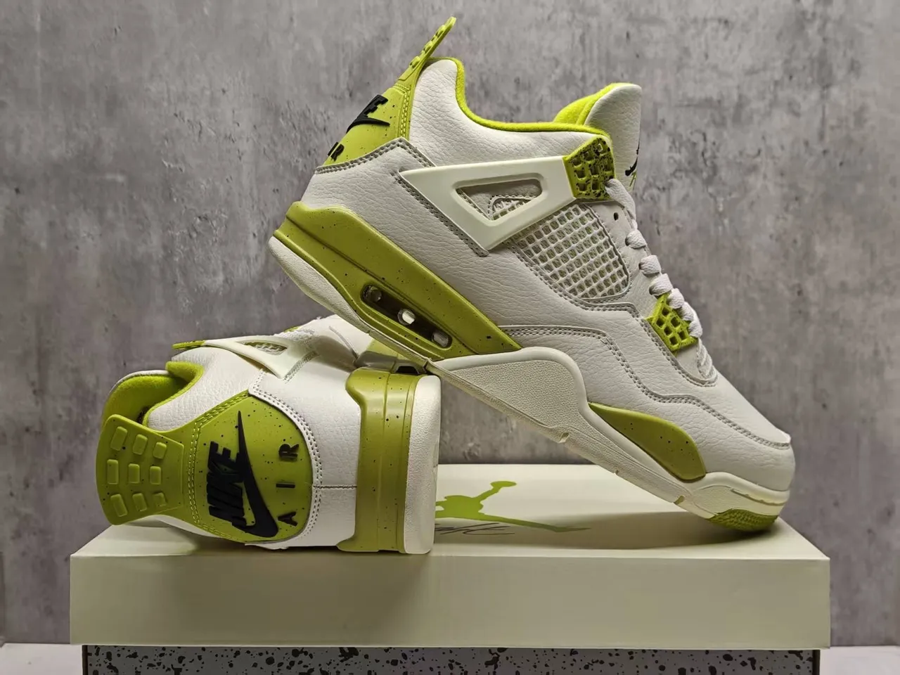 Air Jordan 4 White Lime Green Basketball Shoes 3