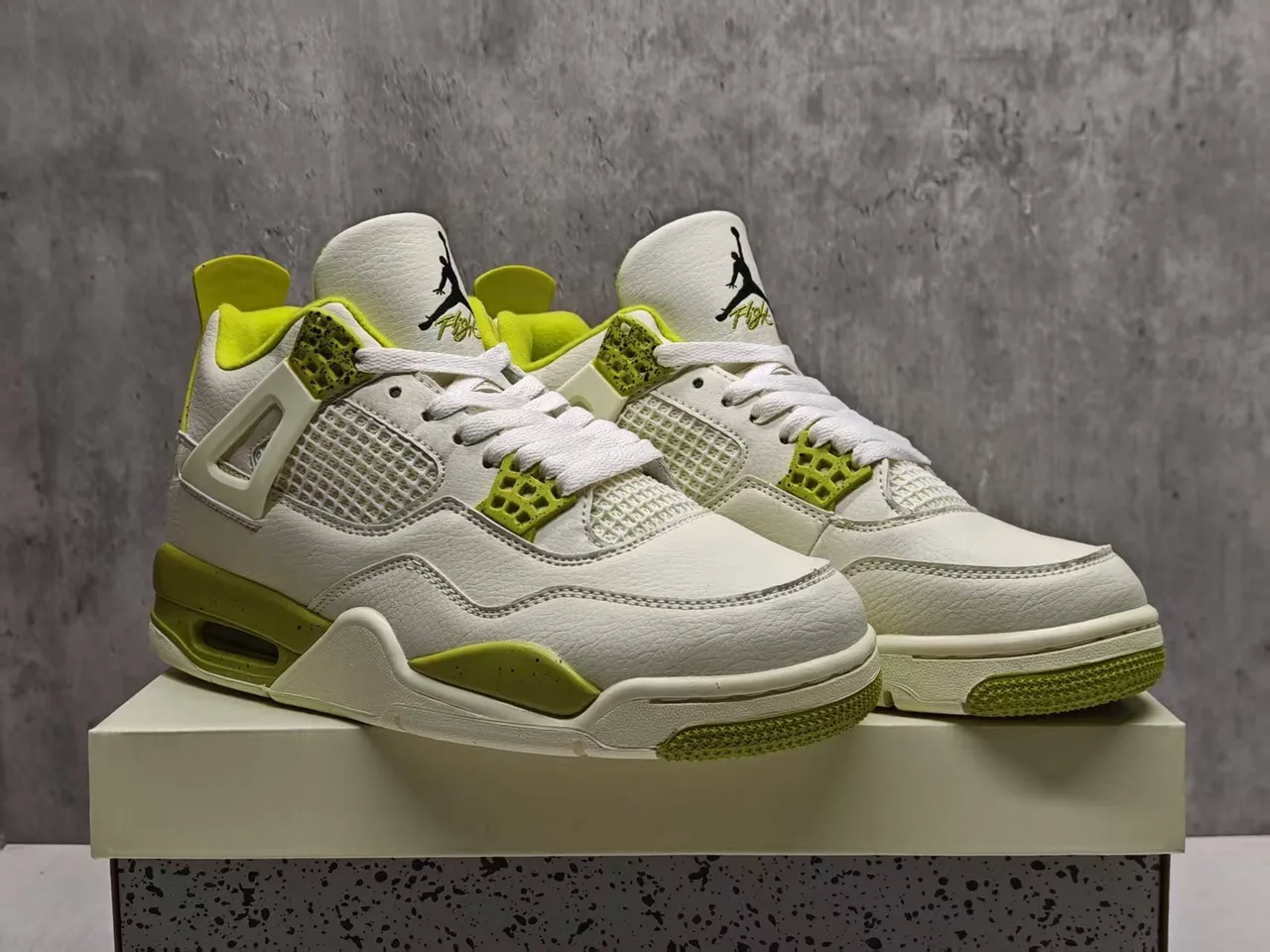 Air Jordan 4 White Lime Green Basketball Shoes 4