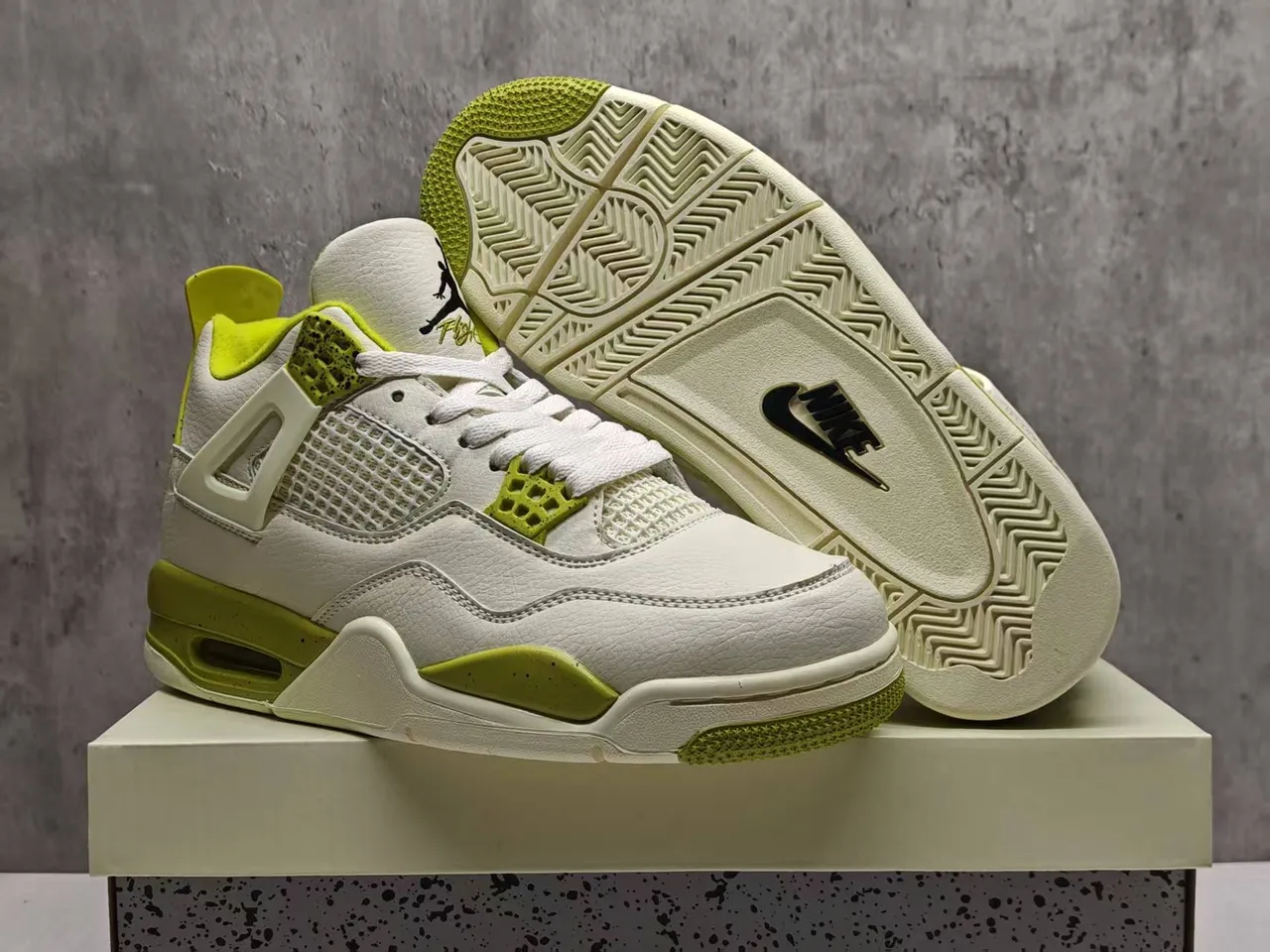 Air Jordan 4 White Lime Green Basketball Shoes 5
