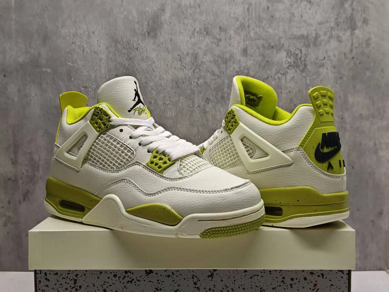 Air Jordan 4 White Lime Green Basketball Shoes 6