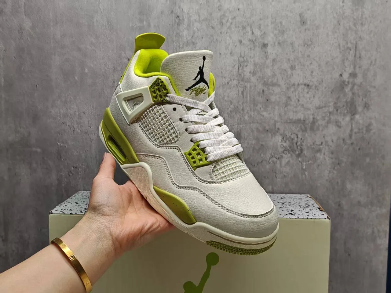 Air Jordan 4 White Lime Green Basketball Shoes 8