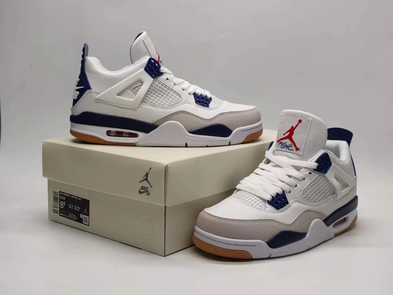 Air Jordan 4 White Navy Gum Basketball Shoes 9