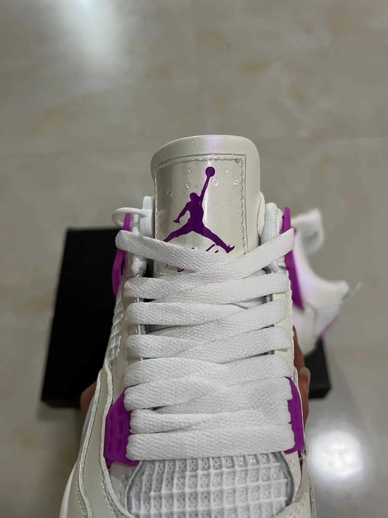 Air Jordan 4 Branco Roxo Tênis de Basquete 4