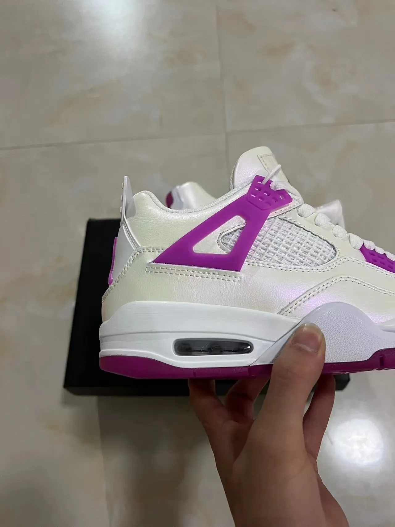 Air Jordan 4 Branco Roxo Tênis de Basquete 7