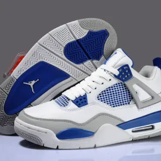 Air Jordan 4 White Royal Blue Gray Basketball Shoes
