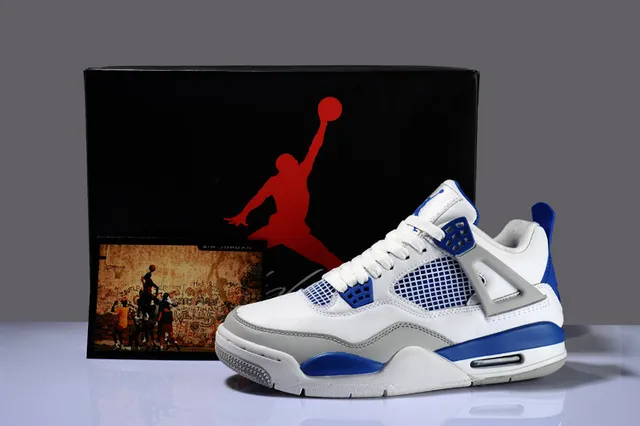 Air Jordan 4 White Royal Blue Gray Basketball Shoes 4