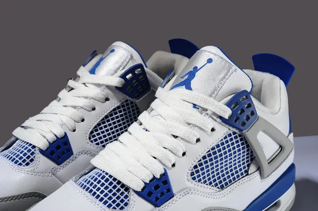 Air Jordan 4 White Royal Blue Gray Basketball Shoes 5