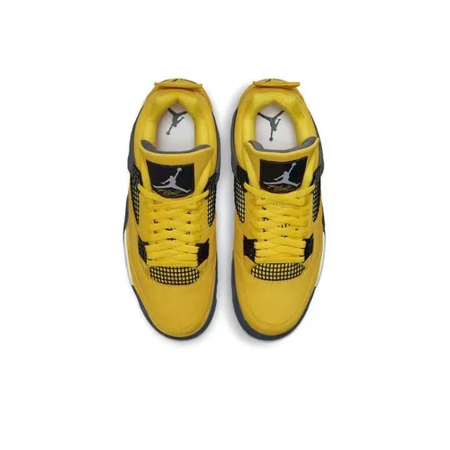 Air Jordan 4 Yellow Black White Basketball Shoes 4
