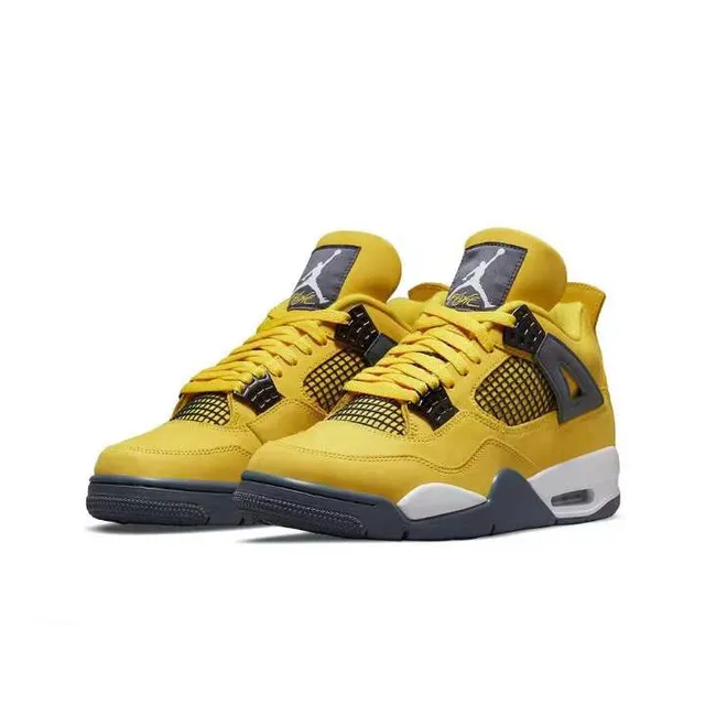 Air Jordan 4 Yellow Black White Basketball Shoes 5