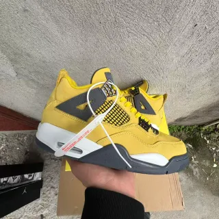 Air Jordan 4 Yellow Grey White Basketball Shoes