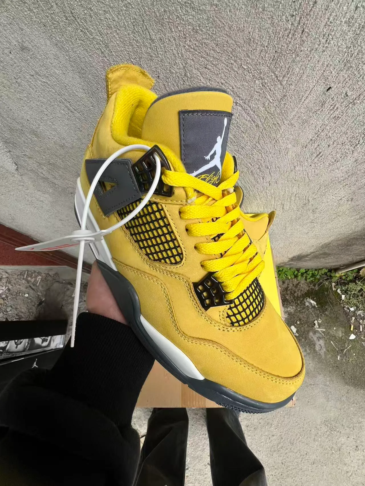 Air Jordan 4 Yellow Grey White Basketball Shoes 2