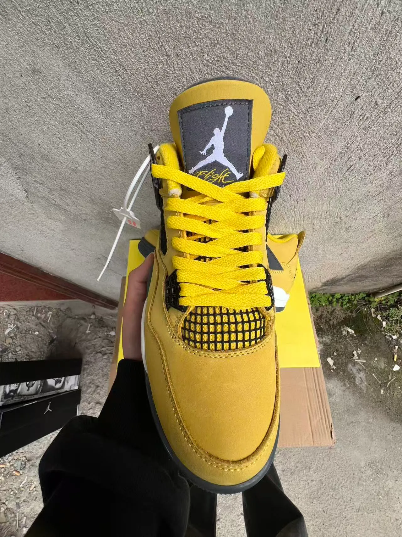 Air Jordan 4 Yellow Grey White Basketball Shoes 3
