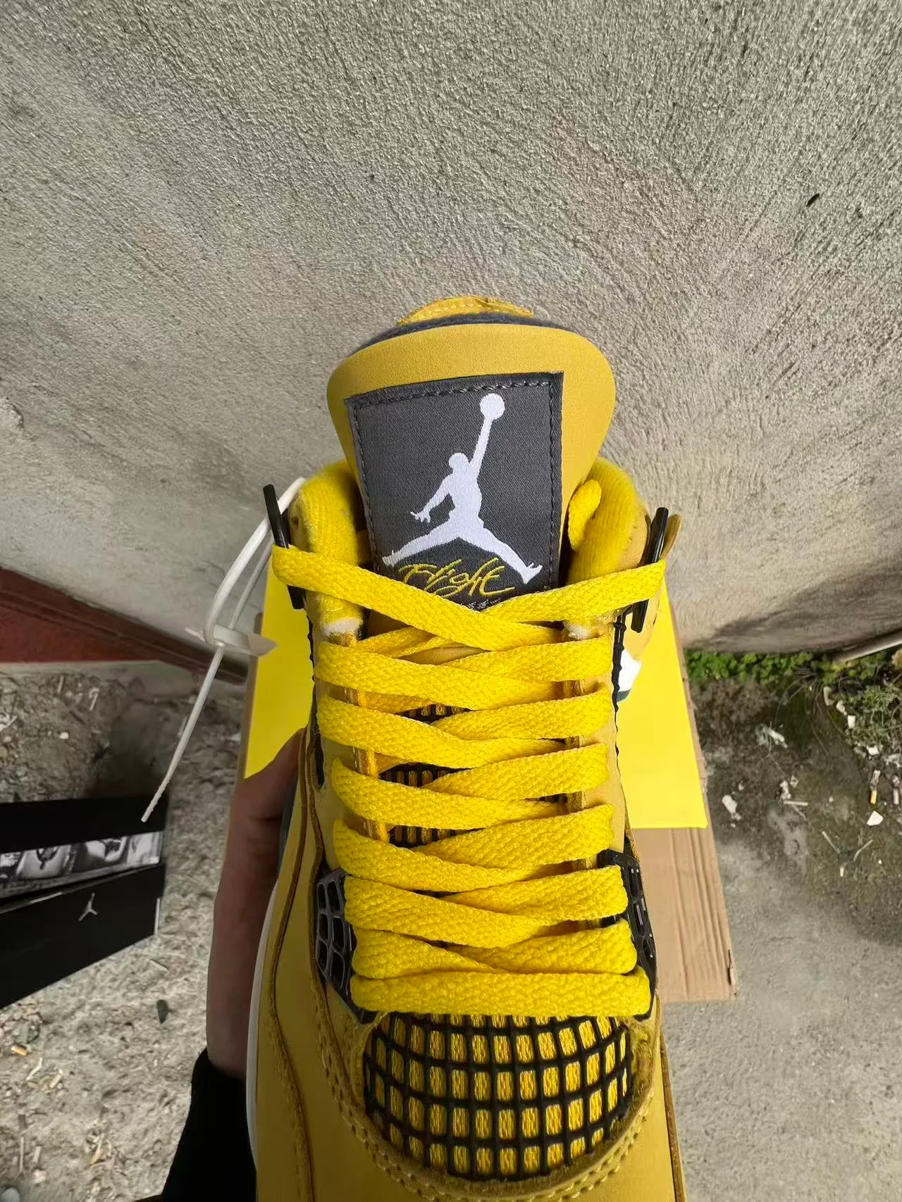 Air Jordan 4 Yellow Grey White Basketball Shoes 4