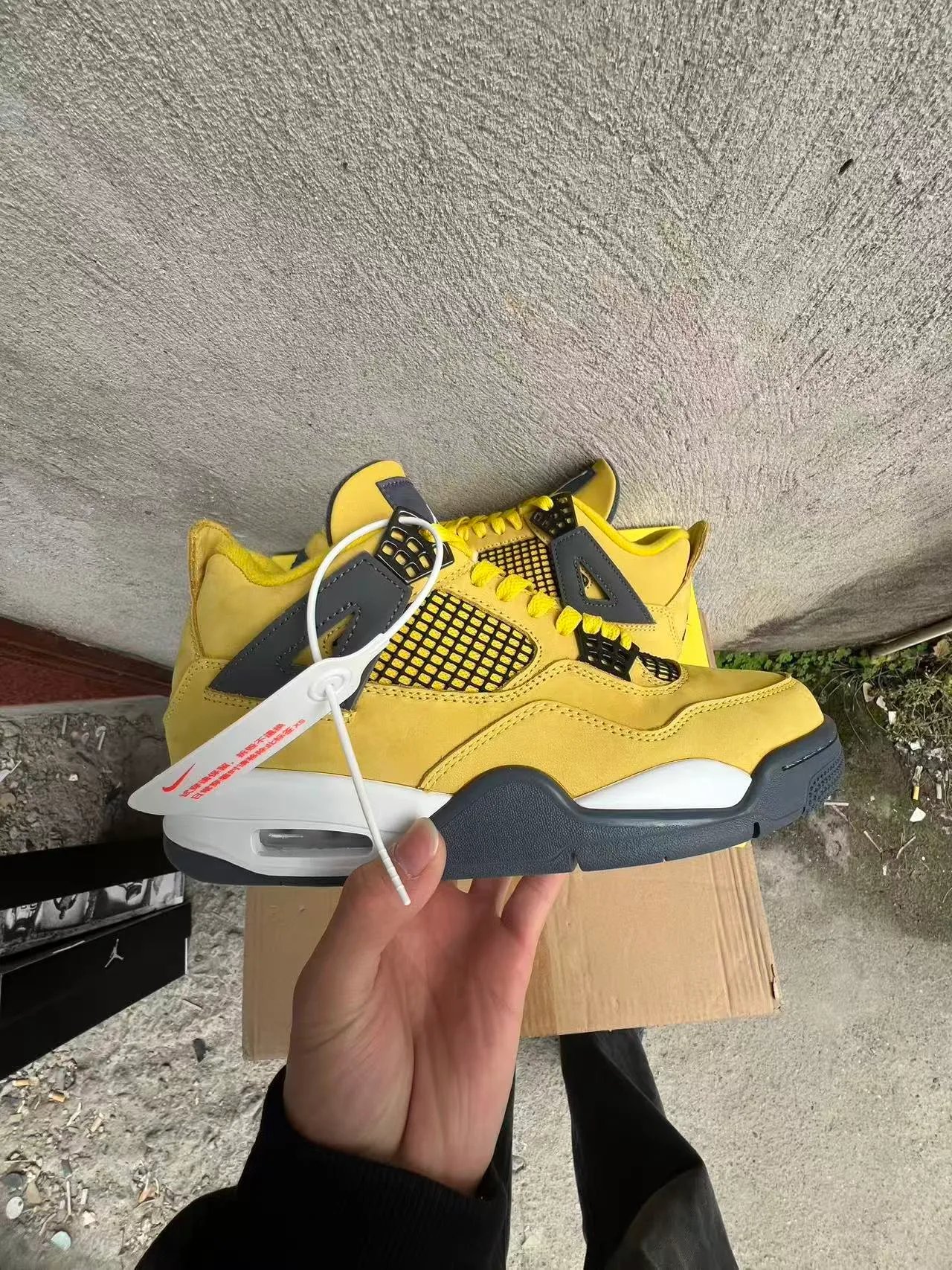 Air Jordan 4 Yellow Grey White Basketball Shoes 7