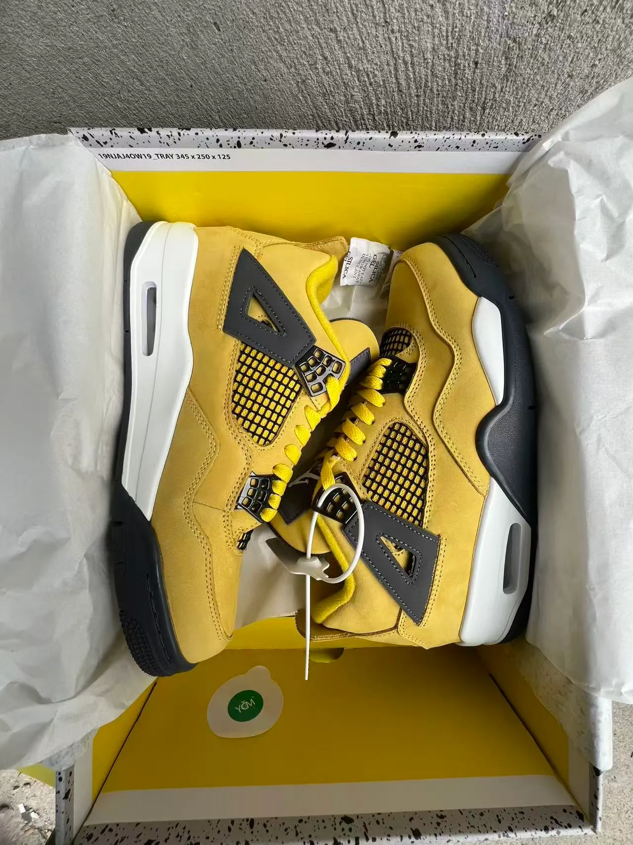 Air Jordan 4 Yellow Grey White Basketball Shoes 9