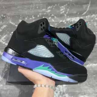Air Jordan 5 Black Purple Green Lightning Bolt Basketball Shoes