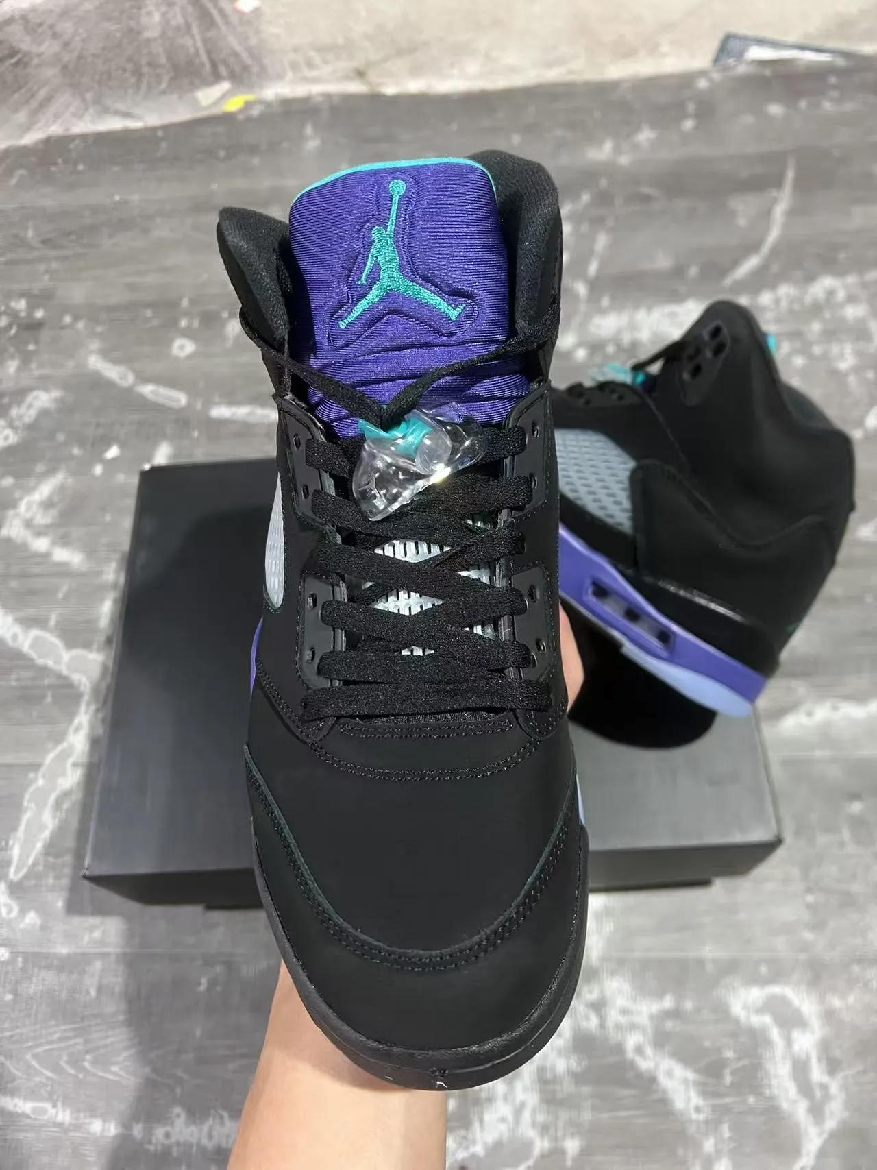 Air Jordan 5 Black Purple Green Lightning Bolt Basketball Shoes 3