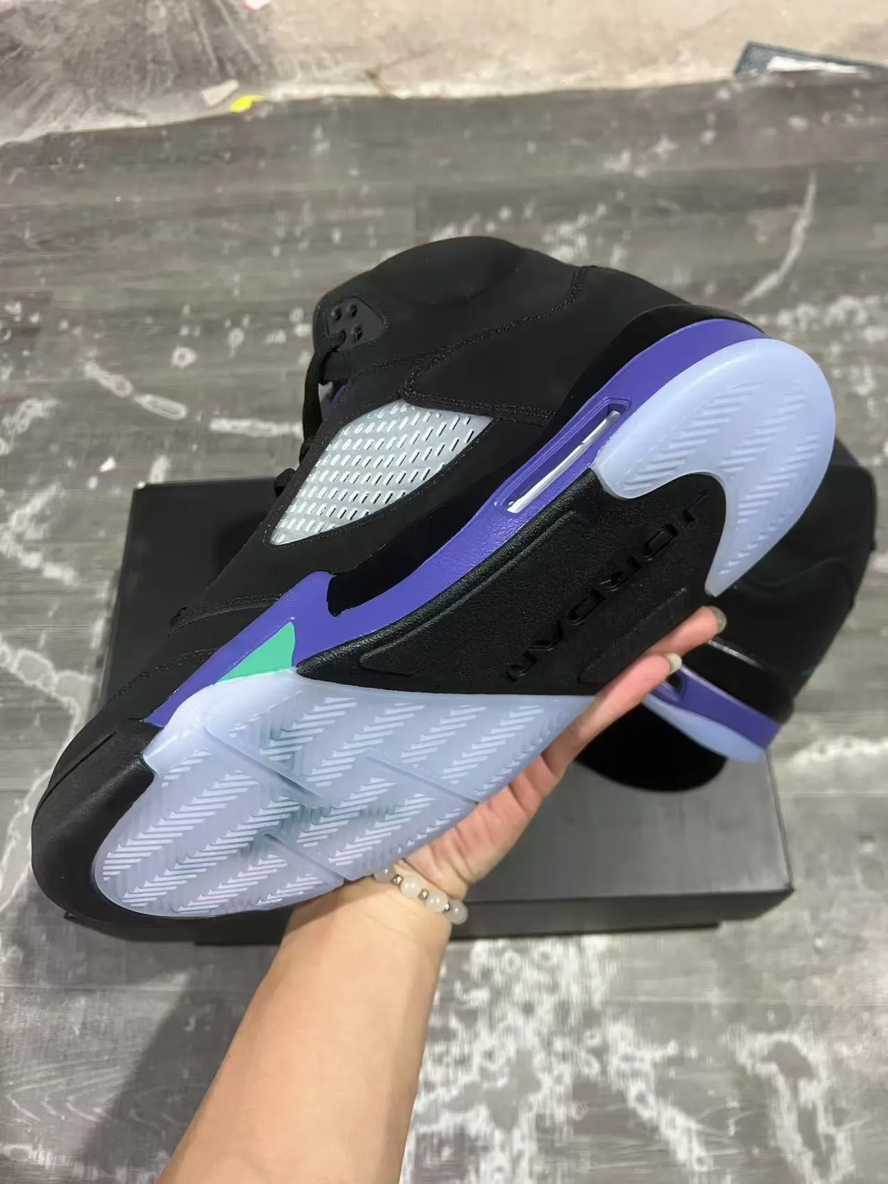 Air Jordan 5 Black Purple Green Lightning Bolt Basketball Shoes 6