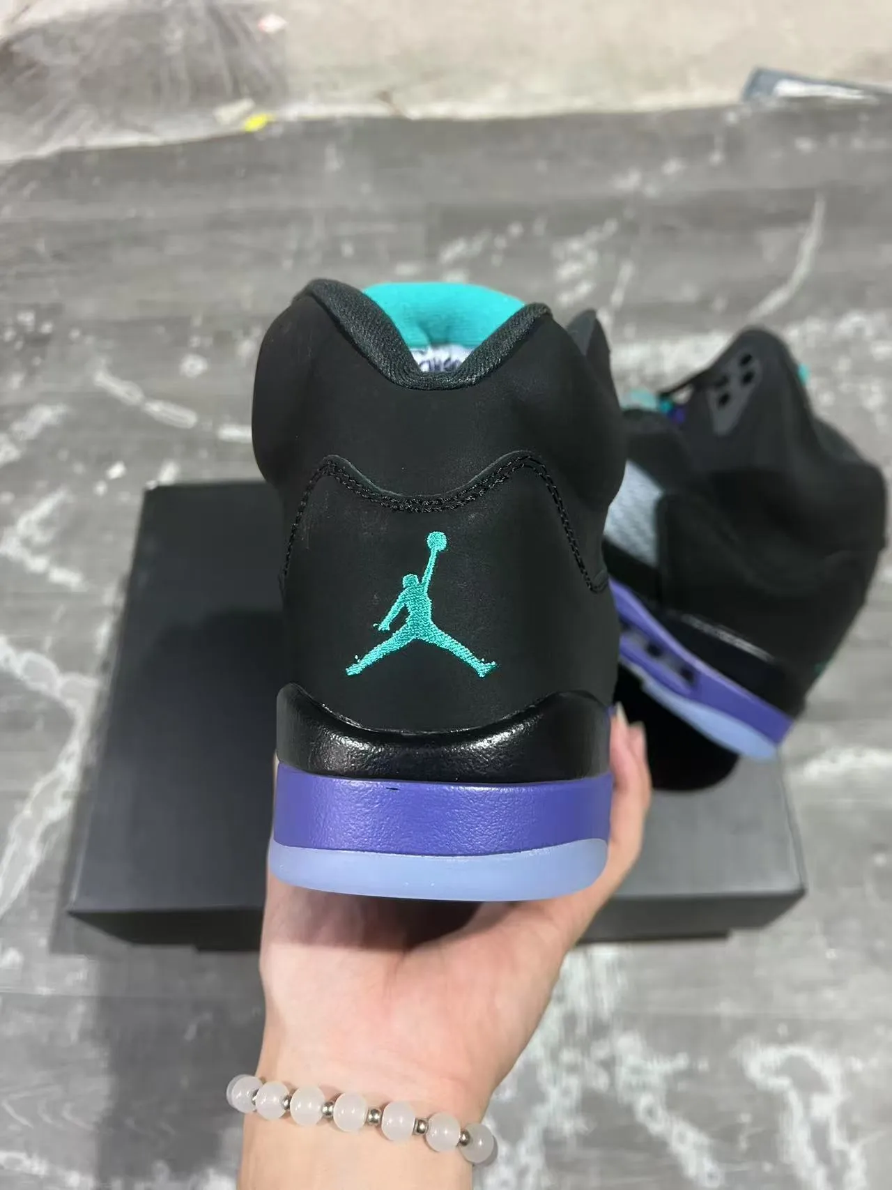 Air Jordan 5 Black Purple Green Lightning Bolt Basketball Shoes 8