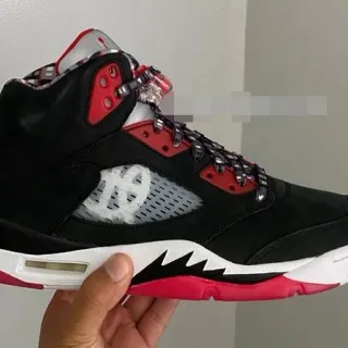 Air Jordan 5 Black Red White Basketball Shoes