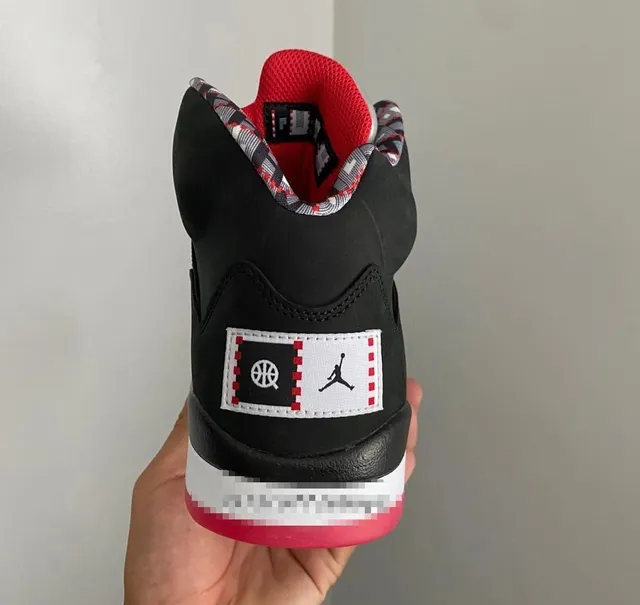 Tênis de basquete Air Jordan 5 preto vermelho branco 4
