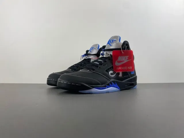 Air Jordan 5 Preto Azul Royal NY Tênis de Basquete 10