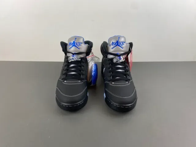 Air Jordan 5 Preto Azul Royal NY Tênis de Basquete 11