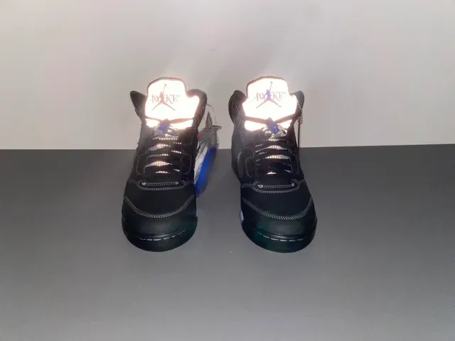 Air Jordan 5 Preto Azul Royal NY Tênis de Basquete 12