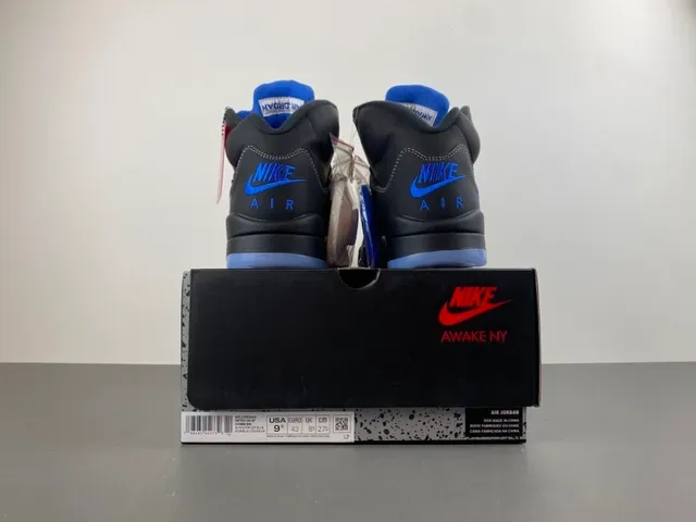 Air Jordan 5 Preto Azul Royal NY Tênis de Basquete 18