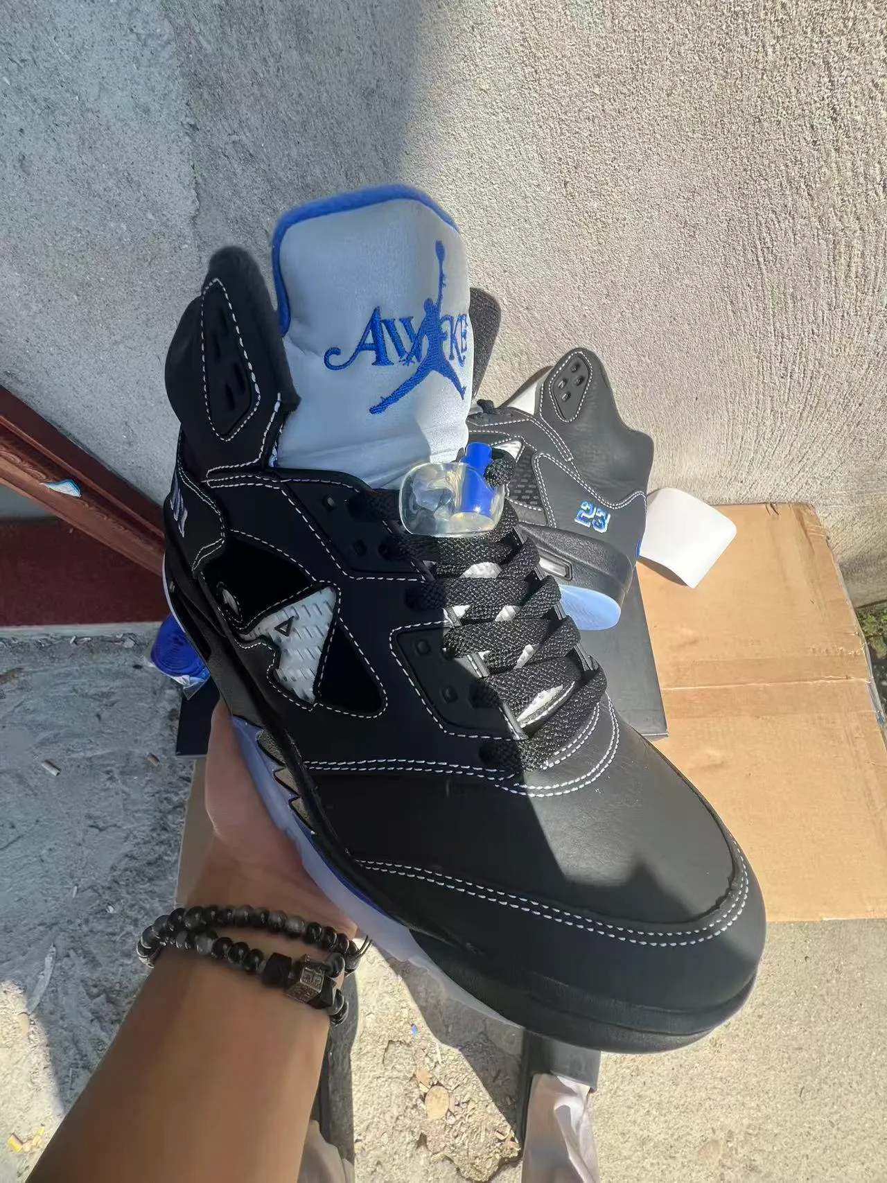 Air Jordan 5 Black Royal Blue NY Basketball Shoes 2