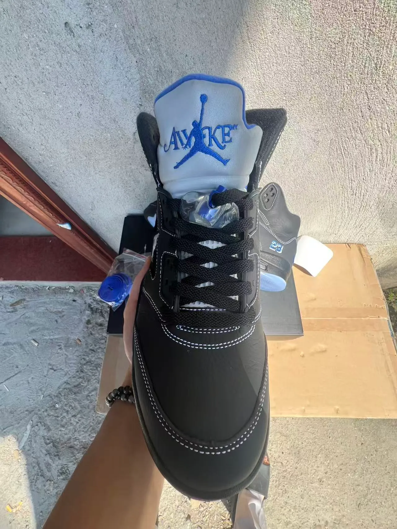 Air Jordan 5 Black Royal Blue NY Basketball Shoes 3