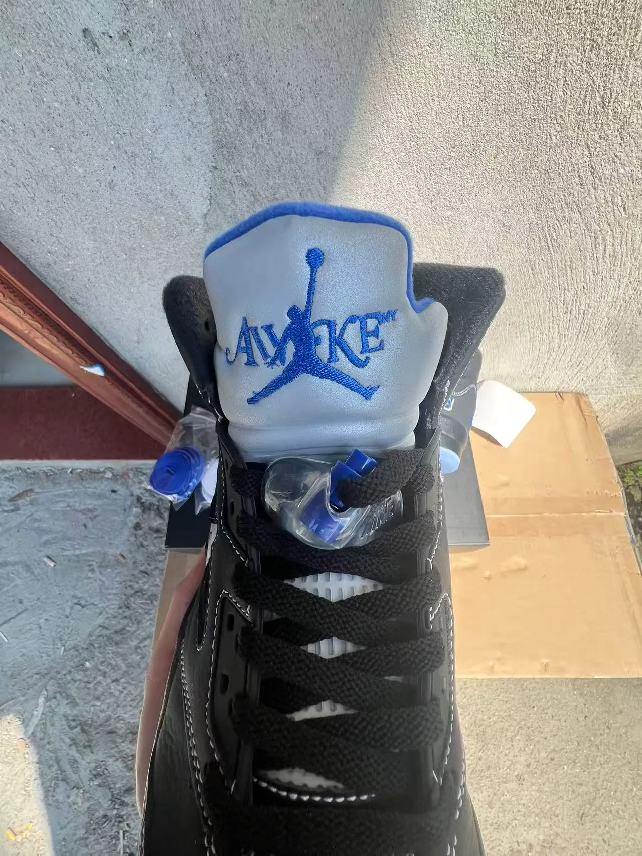 Air Jordan 5 Black Royal Blue NY Basketball Shoes 4