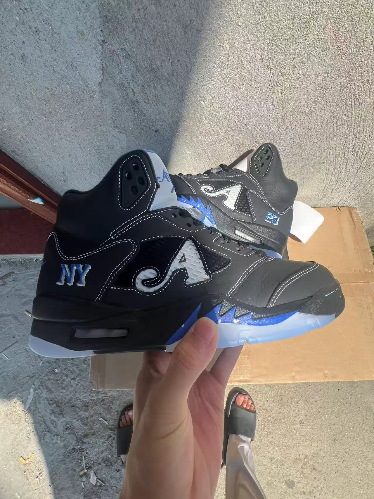 Air Jordan 5 Black Royal Blue NY Basketball Shoes 7