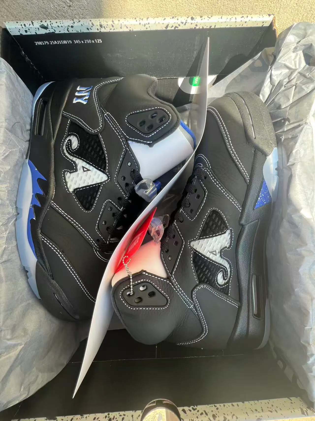 Air Jordan 5 Black Royal Blue NY Basketball Shoes 9