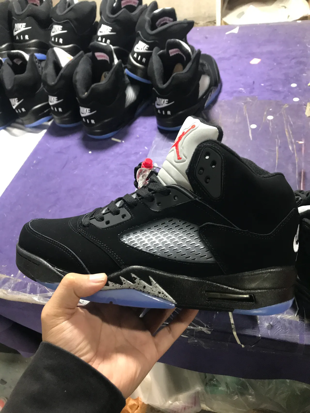 Air Jordan 5 Black Silver Red Basketball Shoes 4