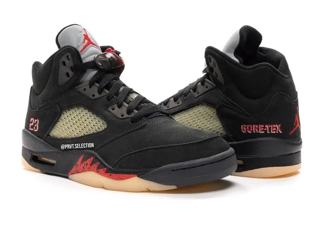 Air Jordan 5 GORE-TEX Black Red Basketball Shoes 2