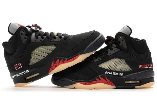Air Jordan 5 GORE-TEX Black Red Basketball Shoes 3