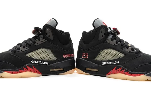 Air Jordan 5 GORE-TEX Black Red Basketball Shoes 4