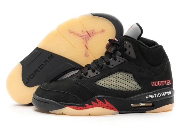 Air Jordan 5 GORE-TEX Black Red Basketball Shoes 5