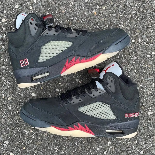 Air Jordan 5 GORE-TEX Black Red Basketball Shoes 9